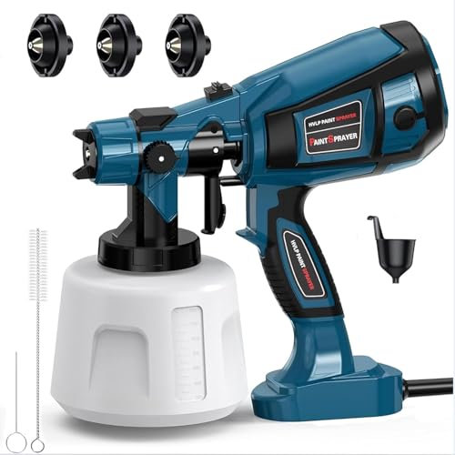 TINMAGI Pistola per Verniciare, 850W Pistola a Spruzzo Elettrica, con Contenitore da 1400 ML, 3 Ugelli e Spruzzatore di Vernice a 3 Modelli, per Carrozzeria, Pareti, Mobili