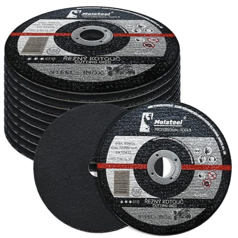 Molatool Lot de 10 disques à tronçonner standard 150 x 1,6 x 22,2 mm pour métal, acier, acier inoxydable/inox, lot de 10 disques flexibles pour meuleuse d'angle
