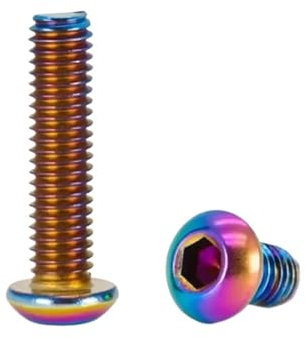 SONGMIky 5/10 Stück M2,5 M3 M4 M5 M6 Titanschraube TA2 Regenbogenfarbene Bunte runde Knopfkopf-Sechskantschraube(M6x15 5pcs)