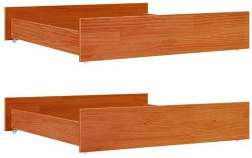 vidaXL Cassetti rustici sotto il letto, 2 pezzi, in legno di pino massello cerato, con scorrimento scorrevole, per camera da letto e cassetto in legno