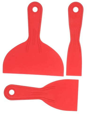 NUOBESTY 3 Pezzi set di spatole raschietto per stucco da muro strumento di raschietto di plastica spatola per gesso spatola per pittura raschietto di vernice pvc rosso