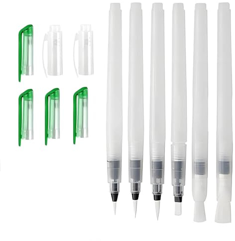 Wasserpinsel Stifte,Aquarellpinsel,Wassertank Watercolor Brush Pen,Aquarell Water Brush Pens,Wasserpinsel Stifte Pinsel Mit Wassertank,Für Aquarellmalerei Kalligraphie Farbe Ausfüllen (6 Stück) | Aquarell Water Brush Pens,Wasserpinsel Stifte Pinsel Mit Wassertank,Für Aquarellmalerei Kalligraphie Farbe Ausfüllen(6 Stück)