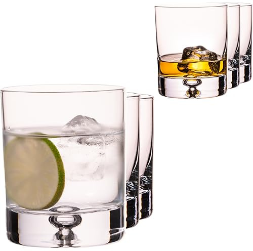 Imperial Lot de 6 verres – 300 ml – En verre Crystalline – Série « Lisbonne » - Verres à eau avec bulle d'air dans le fond - Fabriqués à la main