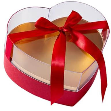 Rote Herz-Geschenkbox, Pralinenschachtel, herzförmige Geschenkverpackung aus Papier mit Deckel und Band for Hochzeit, Brautparty, Muttertag Für Geburtstage,Feiertage