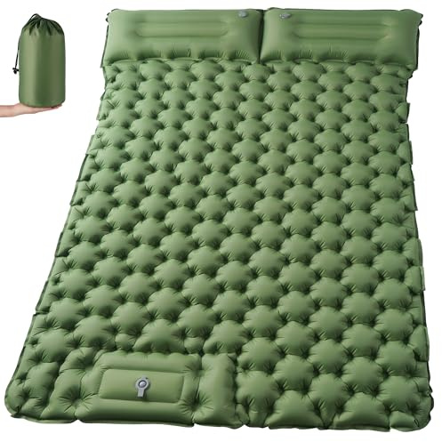Materasso isolante autogonfiante per 2 persone, materasso da campeggio esteso e ispessito, pompa ad aria a pedale, materasso gonfiabile, ultraleggero, portatile, adatto per campeggio, spiaggia