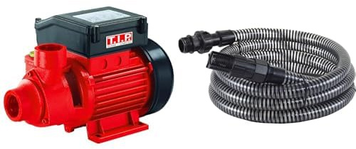 T.I.P. Gartenpumpe Guss GPP 2100 M – Leistungsstark, 2100 l/h Fördermenge, Ideal für sandhaltiges Wasser, robuste Messingkomponenten, 30183 + T.I.P. Saugschlauch - Ansaugschlauchgarnitur 4 m