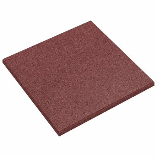 Lot de 6 tapis de protection contre les chutes pour extérieur, 50 x 50 cm, plaques en caoutchouc de 3 cm d'épaisseur - Rouge