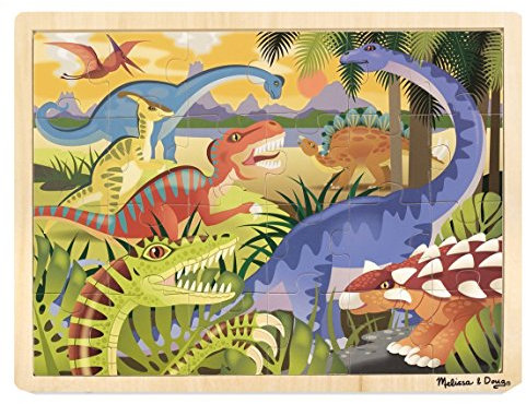Melissa & Doug Dinosaurs Wooden Jigsaw Puzzle With Storage Tray (24 pcs)
