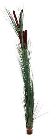 artplants.de Junco Alta Artificial con espádices, Verde Oscura, 150cm - Plumero - Carrizo