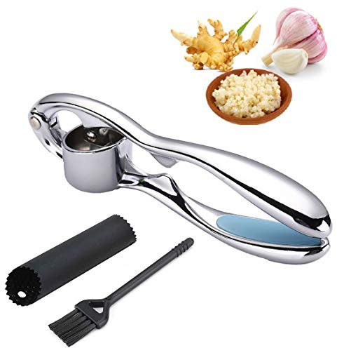 DAIRF Knoblauchpresse,Knoblauchschneider Garlic Press Knoblauch Crusher Küchenhelfer Ingwer Knoblauchpresse (einschließlich 1 Silikon-Knoblauchschäler und 1 Reinigungsbürste)