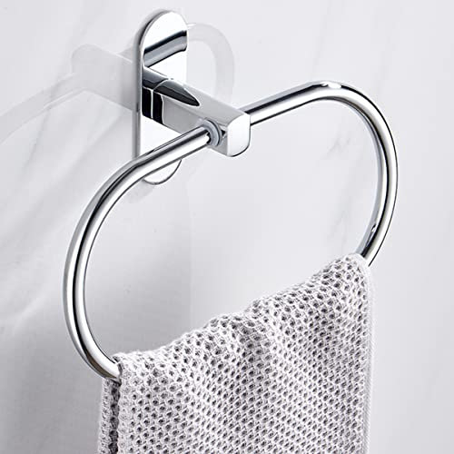 Towel ring without drilling, round towel holder, stainless steel towel holder, bathroom, patented adhesive, adhesive glue included, towel hook