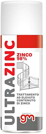 Magazzini GM ULTRAZINC, Spray Zincante a Freddo, 98% Zinco Puro, Asciugatura 2 Min, Anticorrosivo, Valvola 360°, 400ml