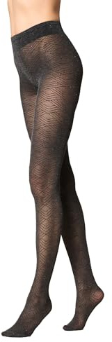 Goldenpoint Donna Collant Rete Fantasia Decò con Lamè, Colore Grigio, Taglia S/M