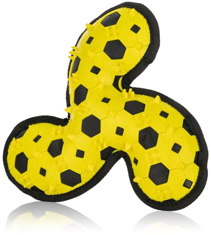 Knuffelwuff Hundespielzeug Tri Flyer Yellow aus Gummi und Gewebe - Griffig, Zahnfreundlich und Bindung stärkend - Ideal für Spiel und Konditiontraining für alle Große & Kleine Hunde BPA-frei
