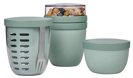 Mepal - Promotion-Set Pots Ellipse 3-teilig - Lunchpot 500 + 200 ml, Fruitpot 600 ml, Snackpot 350 ml - Essensbehälter, Joghurtbecher, to go Becher - Geeignet für Spülmaschine - Nordic Sage