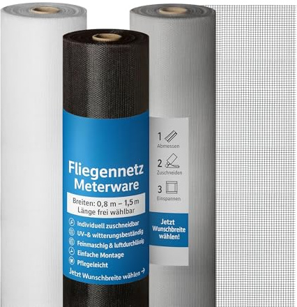 Onpira® Edelstahl Fliegennetz- Fliegengitter Meterware 80 cm – Silber oder Schwarz – Rostfrei & Reißfest – Katzensicherer Insektenschutz für Fenster & Türen – Zuschneidbar & Witterungsbeständig