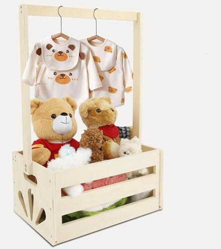 Trä baby dusch låda garderob babykorg med handtag babyförvaring låda korg trä baby kläder ställning för graviditet ny förälder
