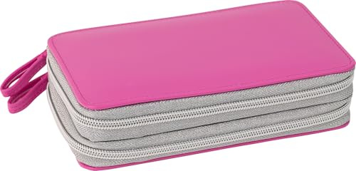 EBERHARD FABER - Federmäppchen Double Decker Leder Pink | Mit 24 Teilen gefüllt, Stiftetui für Mädchen