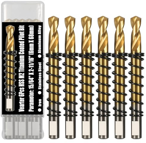 Vearter Lot de 6 forets pilotes de 6 mm de diamètre pour scie cloche, scies cloches HSS M2 pour métal, acier inoxydable, fer, alliage d'aluminium, bois, plastique