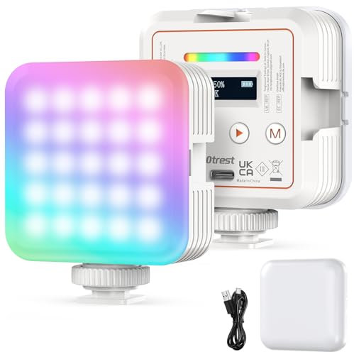 OTREST RGB61 Videoleuchte Magnetic RGB Videolicht 6W tragbares kleines LED Kameralicht mit 360° Vollfarbe 2500K-8500K CRI97+ 20 Szenen 2000mAh Akku Cold Shoes Videoaufzeichnung Fotografie Selfie Licht
