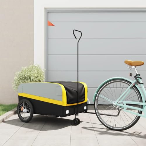 Xichuzi Fahrradanhänger Schwarz und Gelb 45 kg Eisen, Fahrrad Anhänger, Lastenanhänger, Handwagen, Fahrrad-lastenanhänger, Lastenfahrrad - 94064