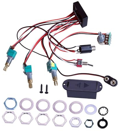 Harilla E-Bass-Vorverstärker, Bass-EQ, Equalizer-Baugruppe, Gitarrenkabelbaum, aktiver Equalizer, E-Bass-Tonabnehmer für Bassgitarre