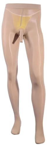 BESYFAY Herren Sexy 8 Den Öl Glanz Strumpfhosen mit Penishülle Ultradünne Nylon Feinstrumpfhose