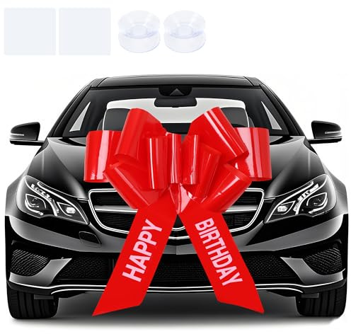 Yimomoyi Fiocco Gigante per Auto, Fiocchi Regalo Grande con Ventosa, Gigante Fiocchi Automontante Riutilizzabile per Auto, Bicicletta, Natale, Matrimonio, Compleanno, Rosso (30INCH)