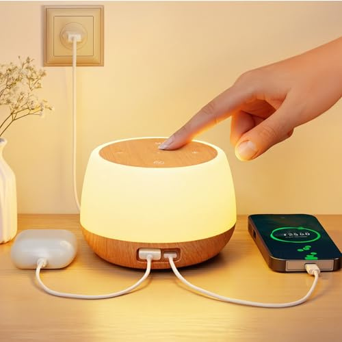 Görvitor Nachttischlampe Touch Dimmbar mit 20W Ladefunktion, LED Tischlampe mit USB A+C Anschlüssen, Nachttischlampe mit Kabel 8 Farben, Kleine Nachtlicht Stilllicht für Schlafzimmer Büro Geschenk