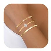 MUCCA 3Pcs Armband Damen Stapelbare armband silber 925 damen Verstellbare armband damen silber mehrlagige Sterling Silber armbänder damen set Geburtstagsgeschenke für Damen