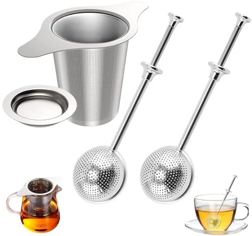 3pcs Tea Strainer, Loose Tea Infuser Set, Stainless Steel Tea Leaf Infuser, Tea Strainers for Loose Tea, Loose Leaf Tea Strainer, Tea Infuser for Loose Tea, Tea Leaf Infuser Set