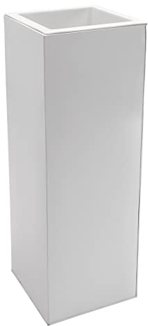 Einzel Zink Blumenkübel Block 80 cm, Weiß, inkl. Bewässerungsystem