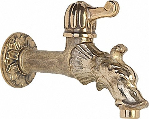 Auslaufventil mit Hebelgriff in Bronze mit Rosette- Wandanschluss 1-2''
