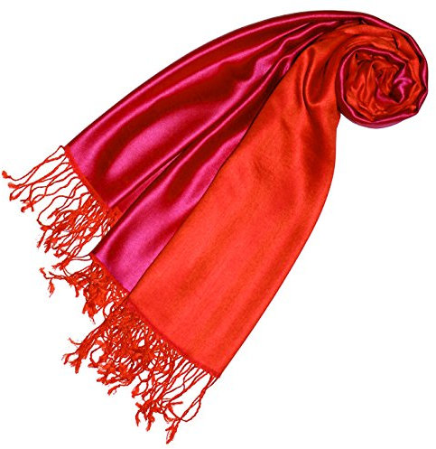 Lorenzo Cana - Damen Pashmina Wendeschal aus 70% Seide und 30% Viskose, Schaltuch 70 cm x 190 cm zweifarbiger roter Schal 78171