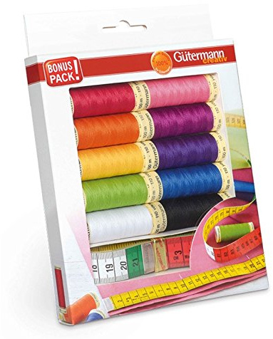 Gütermann Allesnäher Nähfaden-Set (10 Farben/ 100 m + Maßband)