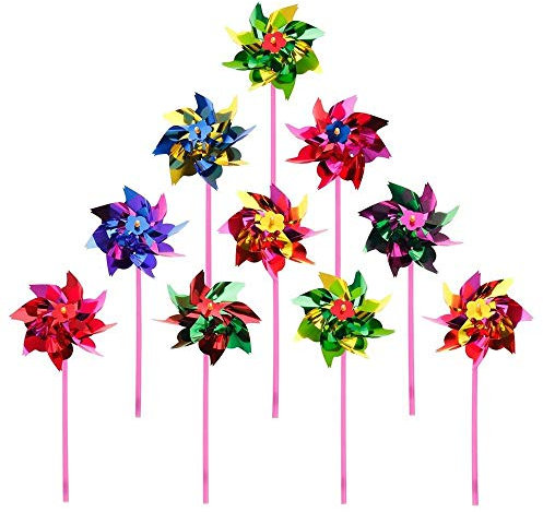 Uteruik Girandola a vento decorazioni per feste, giardino, ruota del vento piccione uccelli Scarer scoraggiare talpe, 10 pezzi, ABT # 2