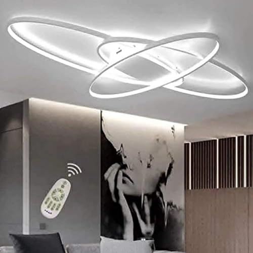 KAIRRY LED Dimmbar Deckenleuchte Modern Weiß Deckenlampe Wohnzimmerlampe mit Fernbedienung Esszimmerlampe 46W 3220LM Innen Dekorative Deckenbeleuchtung für Wohnzimmer, Schlafzimmer, Küche und Büro