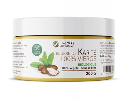 Beurre de Karité 200 g - Biologique - 100% vierge - 100% végétal - sans additifs - Non raffiné- cheveux - corps - visage - pur - Végan