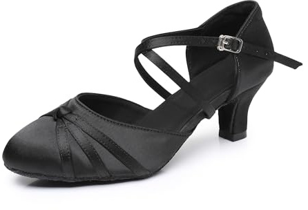 Latin dansskor för kvinnor Salsa Tango Waltz sociala dansskor för damer dansskor 5/7 cm klack 2,5'-6', Svart 5 cm klack Az02, 34 EU