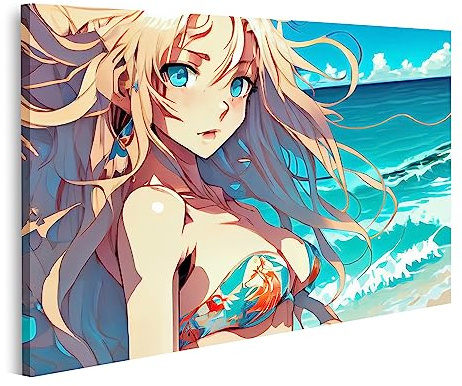 islandburner Bild auf Leinwand Anime Girl Long Blue Hair Cosplay Manga Bilder Wandbilder Poster JCLJ-1P