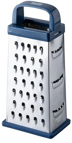 Tasty Râpe carrée multifonctionnelle - Idéale pour la cuisine et le quotidien - Râpe, râpe, rabot et fonction coupe - Acier inoxydable robuste et design tendance en bleu/argent