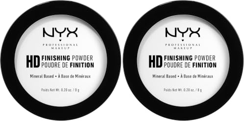 NYX Professional Makeup High Definition Finishing Powder, Gepresstes Puder, Perfektionierte Haut, Mattes Finish, Ölabsorbierend, Vegane Formel, Farbton: Translucent (Packung mit 2)
