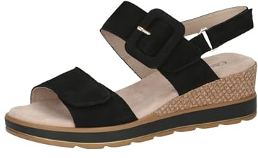 CAPRICE Sandali con Tacco da Donna in Pelle con Plantare, Nero (Black Nubuc), 38 EU