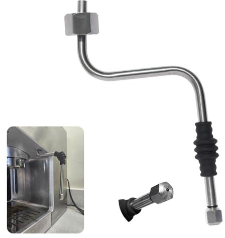 Stainless Steel Steam Wand Upgrade with One Hole Tip Nuzzle, Heat Insulating Rubber Sleeve, Coffee Steam Pipe, Fit for Rancilio Silvia V1/V2, Gaggia Classic, Delonghi Stilosa Espresso Machine