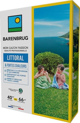 Barenbrug - Césped Litoral y Altas Temperaturas - Resistente a la Sequía y a la Brisa Marina - Soporta Altas Temperaturas - Denso y Uniforme Todo el Año - Fabricado en Francia - 1 Kg