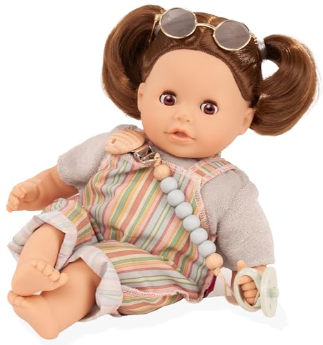 Götz 2516071 Cosy Aquini Beach Vibes Puppe 33 cm Badepuppe 6-TLG | für Kinder ab 3 Jahren, Babypuppe, Weichkörper, braune Schlafaugen, braune Haare, frisierbar, Sonnenbrille