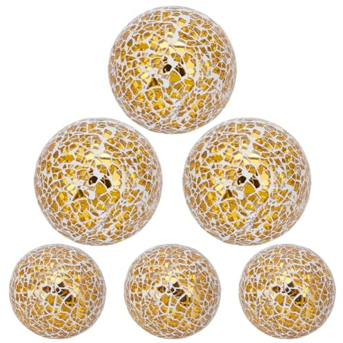 UNICRAFTALE 6Pcs 2 Sizes Gold Mosaic Decorative Glass Balls