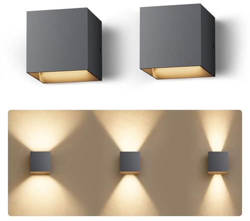 Lampada Murale Interna/Esterna con Lampadina LED G9 3000K IP65 2PCS Grigio