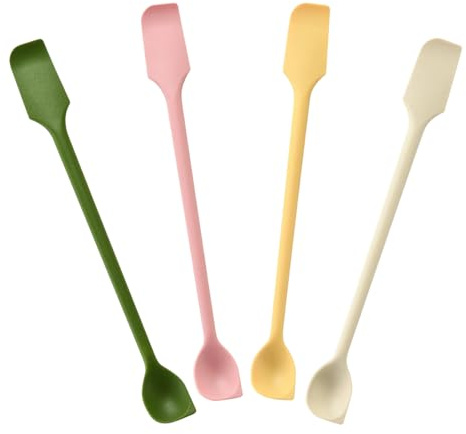 4 uds Juego Mini Espátulas de Silicona, Mini Espátula Silicona, Utensilios de Cocina, Pequeña Cuchara de Silicona para Mezclar Mermelada Pasteles Crema Mantequilla