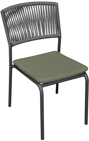 Gruppo Maruccia - Sedia da Giardino in Alluminio e Corda - Con Cuscino Imbottito, Impilabile - Arredo Giardino, Ristoranti - Misura 50x64x85 cm